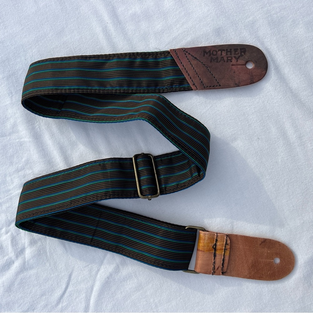 NWOT Mother Mary Company Black Pinstriped Guitar Strap